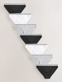 Noir/Blanc - Lot de 7 culottes à logo en coton