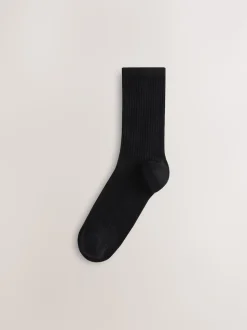 Noir/Blanc - Lot de 4 paires de socquettes en maille côtelée