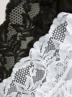 Noir/Blanc - Lot de 2 slips en dentelle