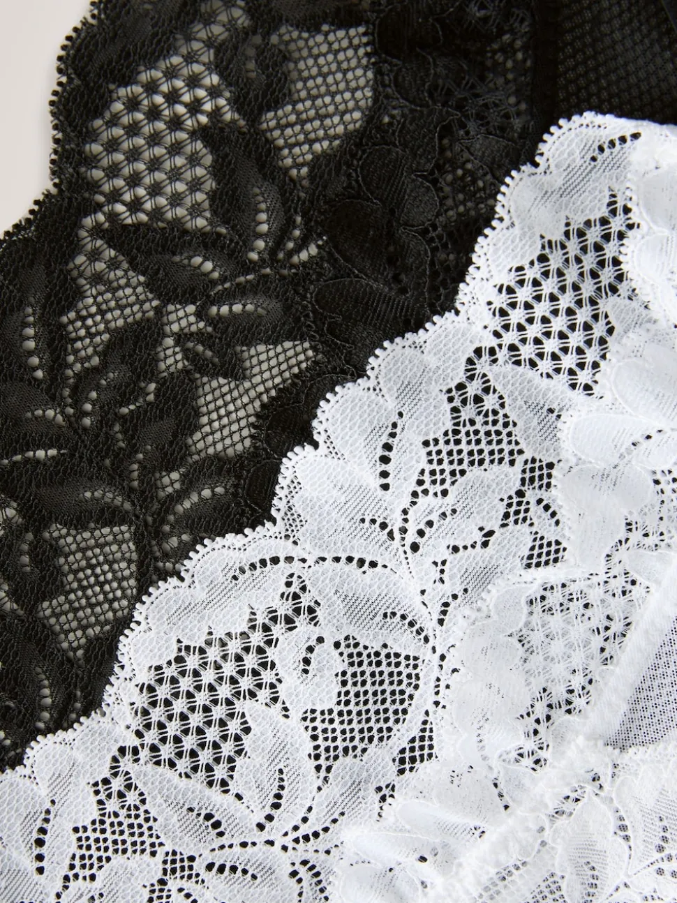 Noir/Blanc - Lot de 2 slips en dentelle