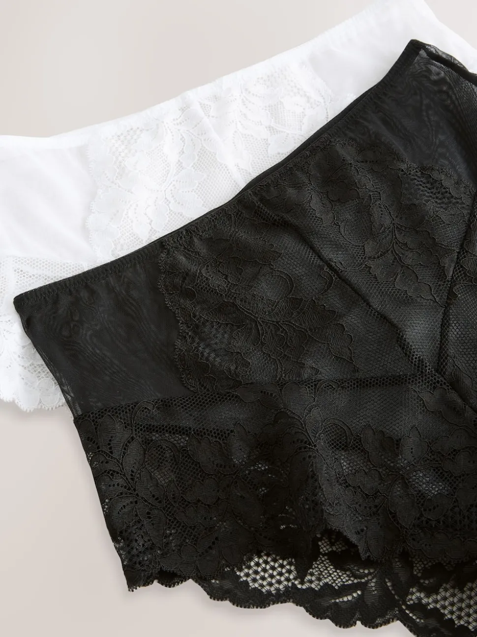 Noir/Blanc - Lot de 2 slips en dentelle