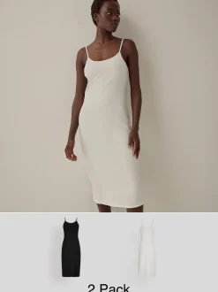 Noir/Blanc - Lot de 2 nuisettes en coton naturellement rafraîchissant