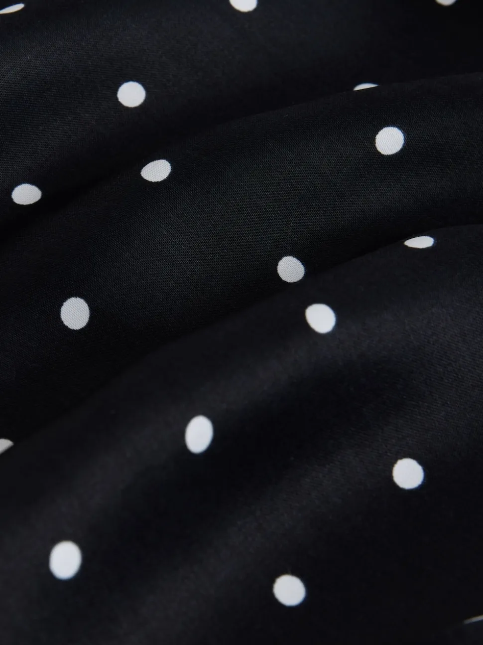 Noir/Blanc à pois - Pantalons en satin à jambe large et taille ceinturée
