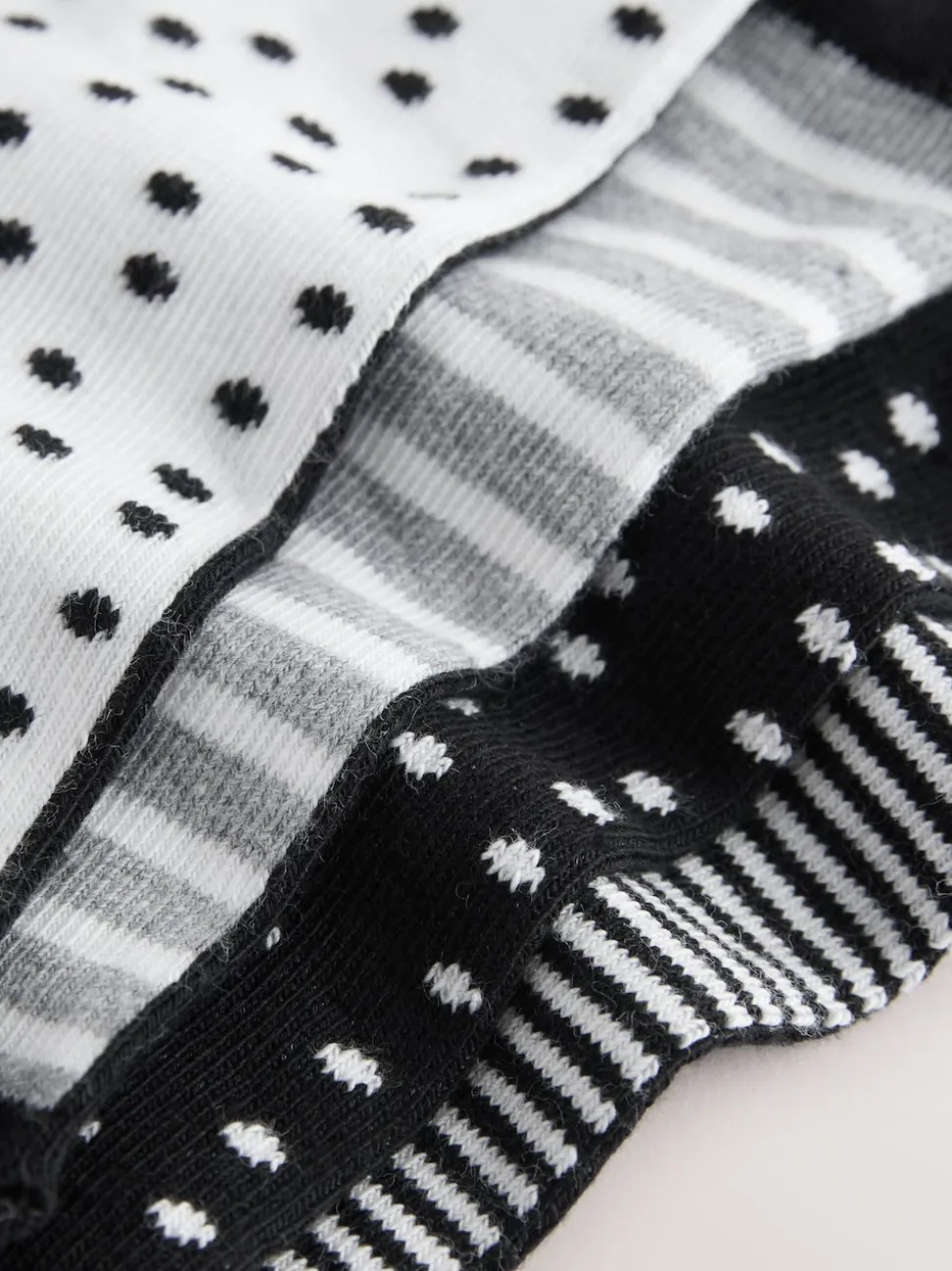Noir/blanc à pois/rayures - Semelle intérieure Ankle Socks 4 Pack