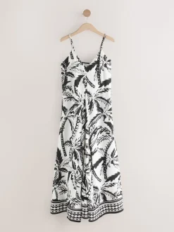 Noir/Blanc - Robe longue Imprimé fruits volume
