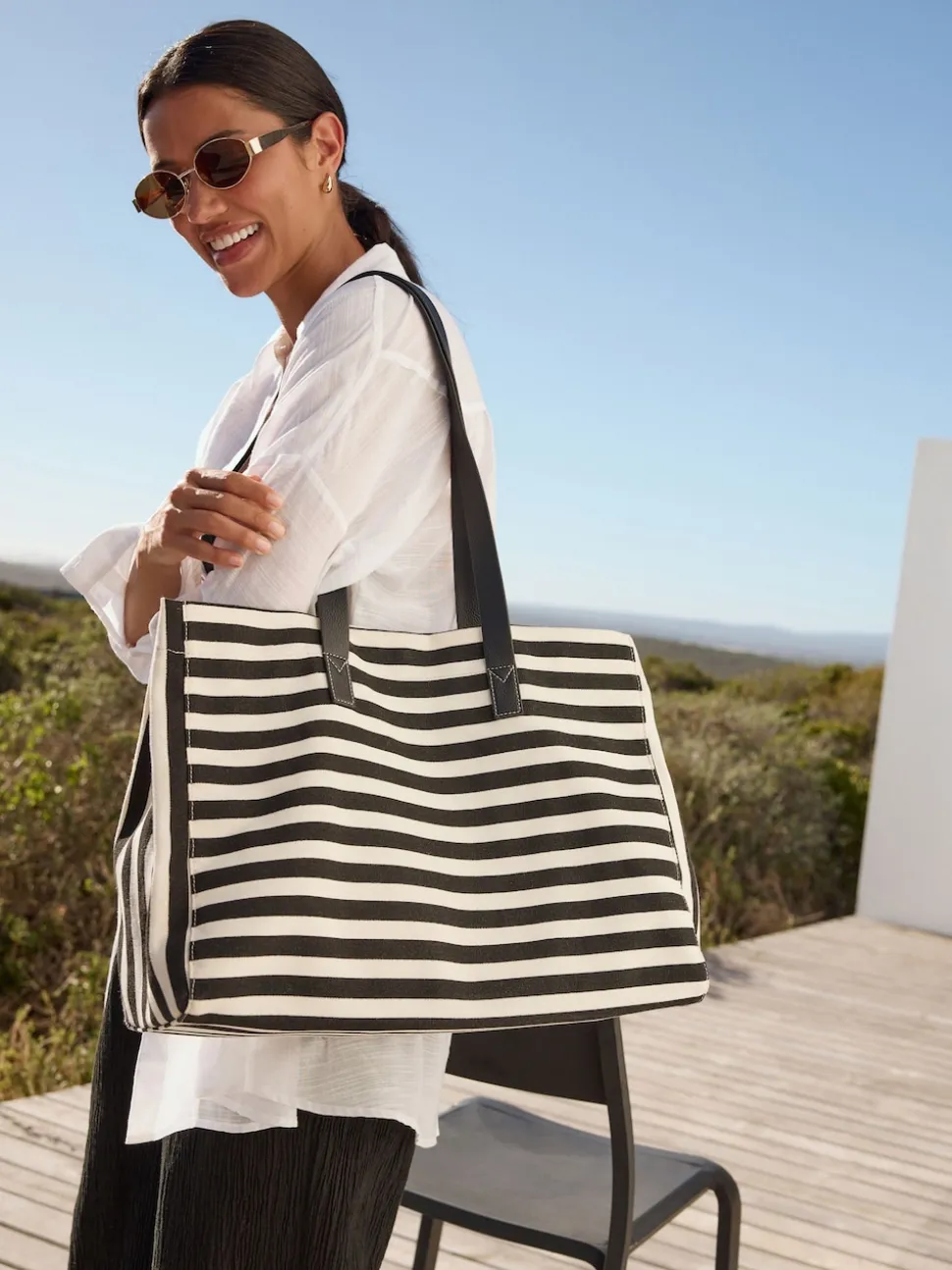 Noir/Blanc - Sac épaule imprimé