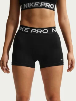 Noir/Blanc - Short motard Nike Pro Mid-Rise 3po
