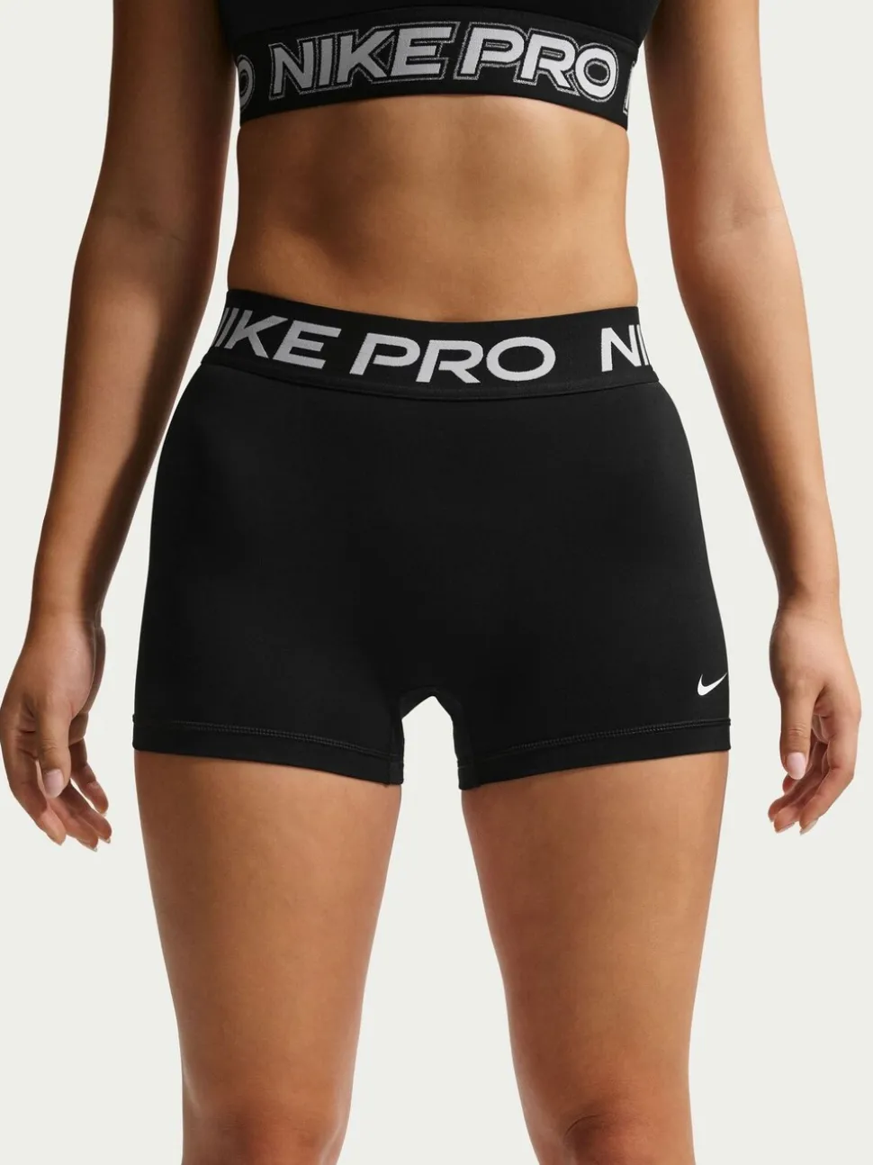 Noir/Blanc - Short motard Nike Pro Mid-Rise 3po