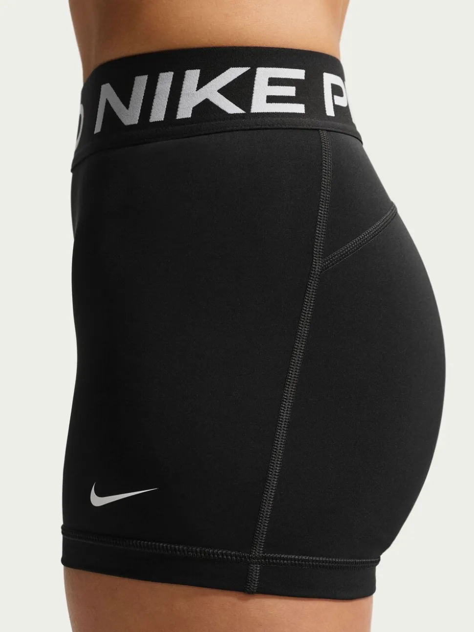 Noir/Blanc - Short motard Nike Pro Mid-Rise 3po