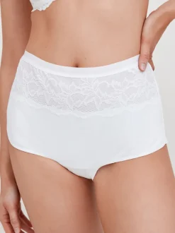 Noir/Blanc - Slip taille haute galbant en coton 2 Lot