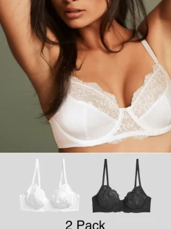 Noir/Blanc - Soutien-gorge à bonnets entiers sans coussinets