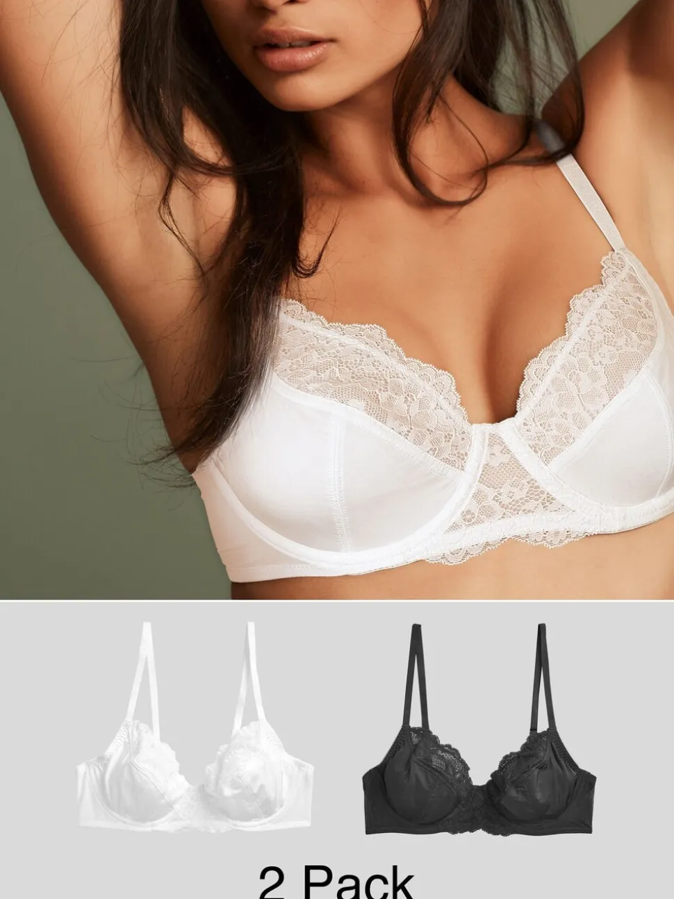 Noir/Blanc - Soutien-gorge à bonnets entiers sans coussinets