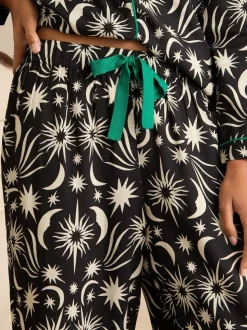 Noir/blanc imprimé lune - Ensemble pyjama Love & Roses à boutons