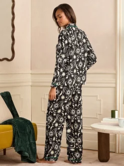 Noir/blanc imprimé lune - Ensemble pyjama Love & Roses à boutons