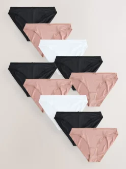 Noir/Blanc/Nu - Culotte en microfibre 10 Pack