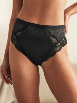 Noir/Blanc/Nu - Lot de 3 culottes bordées de dentelle