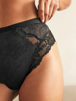 Noir/Blanc/Nu - Lot de 3 culottes bordées de dentelle