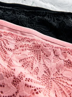Noir/Blanc/Nu - Lot de 3 culottes NVPL en dentelle sur le devant
