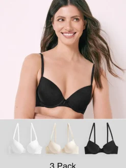 Noir/Blanc/Pastel Rose Nude - Lot de 3 soutiens-gorge en mélange de coton Ultimate Comfort