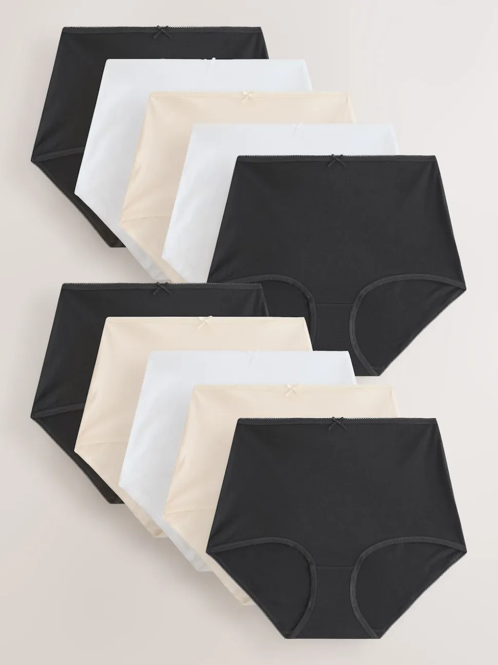 Noir/Blanc/Pastel Rose Nude - Lot de 10 caleçons en coton