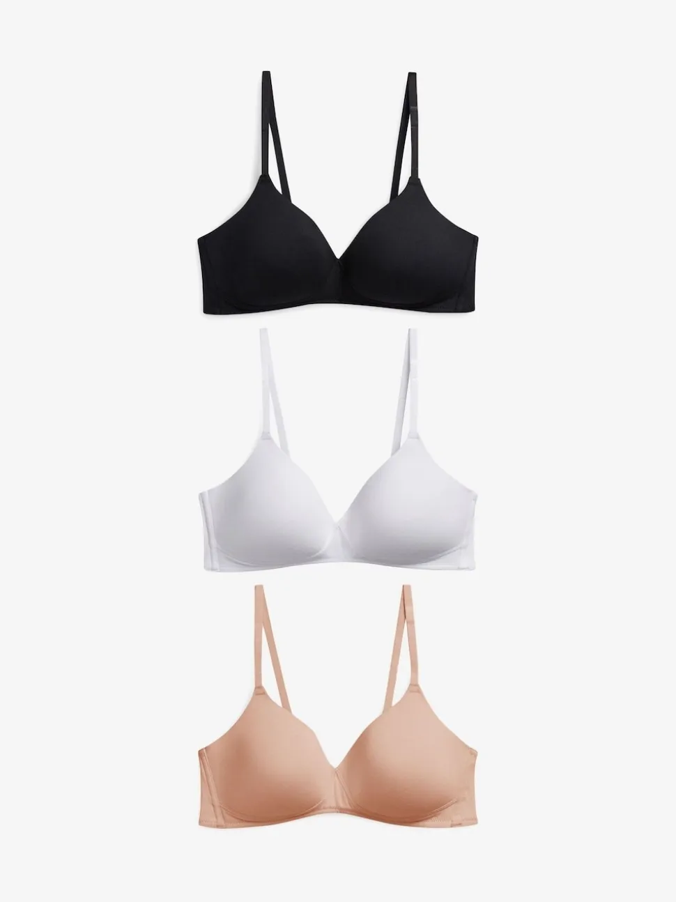 Noir/Blanc/Pastel Rose Nude - Lot de 3 soutiens-gorge en mélange de coton Ultimate Comfort
