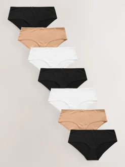 Noir/Blanc/Ppraline Nude - Culotte en microfibre 7 Pack