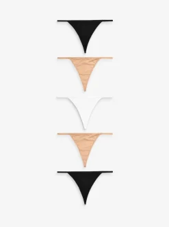 Noir/Blanc/Ppraline Nude - Culotte en microfibre 5 Pack