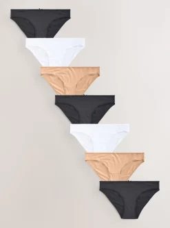 Noir/Blanc/Ppraline Nude - Culotte en microfibre 7 Pack