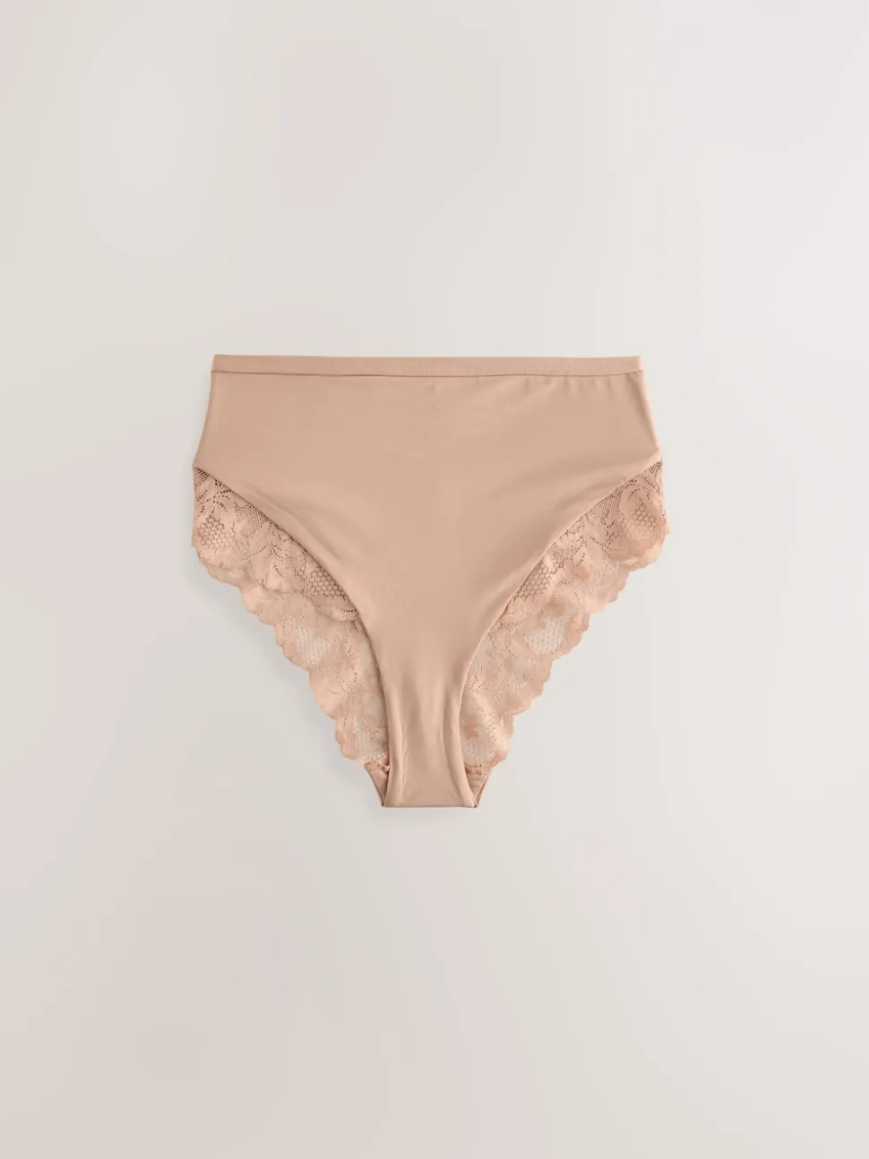 Noir/Blanc/Ppraline Nude - Lot de 3 culottes taille haute en microfibre et dentelle