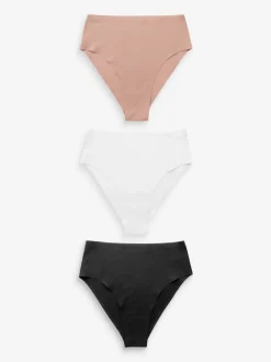 Noir/Blanc/Ppraline Nude - Lot 3 culottes invisibles et confortables