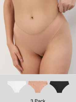 Noir/Blanc/Ppraline Nude - Lot 3 culottes invisibles et confortables