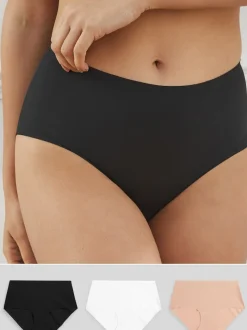 Noir/Blanc/Ppraline Nude - Lot 3 culottes invisibles et confortables