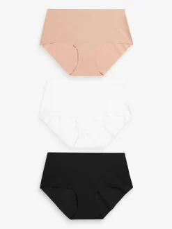 Noir/Blanc/Ppraline Nude - Lot 3 culottes invisibles et confortables