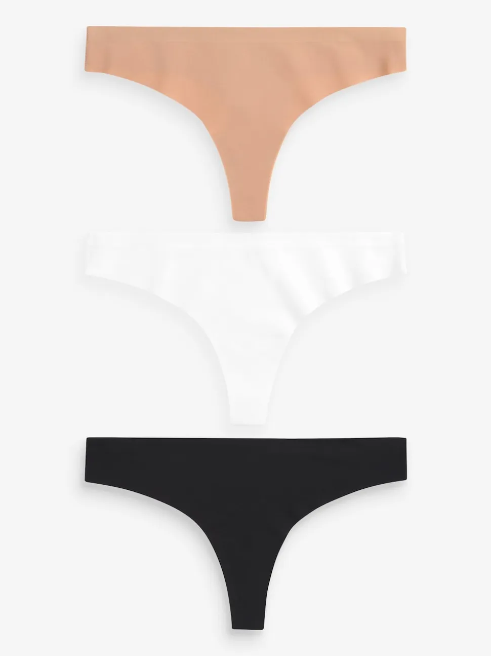 Noir/Blanc/Ppraline Nude - Lot 3 culottes invisibles et confortables