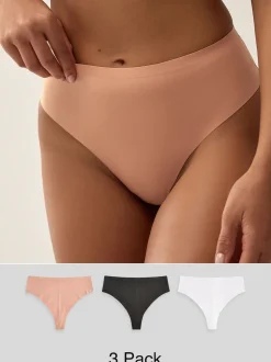 Noir/Blanc/Ppraline Nude - Lot 3 culottes invisibles et confortables