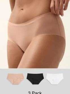 Noir/Blanc/Ppraline Nude - Lot 3 culottes invisibles et confortables