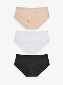 Noir/Blanc/Ppraline Nude - Lot 3 culottes invisibles et confortables