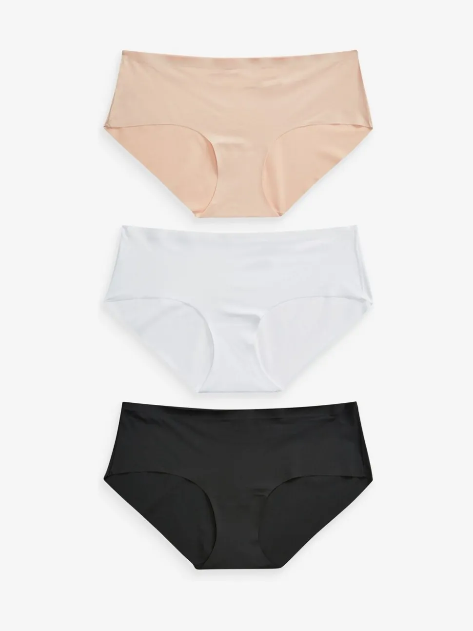 Noir/Blanc/Ppraline Nude - Lot 3 culottes invisibles et confortables