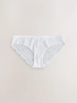 Noir/Blanc/Ppraline Nude - No VPL Lace Back Briefs 3 Pack