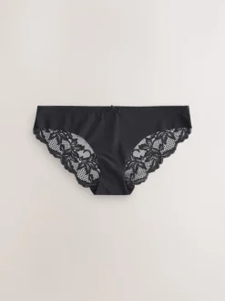 Noir/Blanc/Ppraline Nude - No VPL Lace Back Briefs 3 Pack