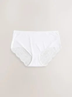 Noir/Blanc/Ppraline Nude - No VPL Lace Back Briefs 3 Pack