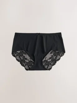 Noir/Blanc/Ppraline Nude - No VPL Lace Back Briefs 3 Pack