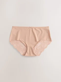 Noir/Blanc/Ppraline Nude - No VPL Lace Back Briefs 3 Pack