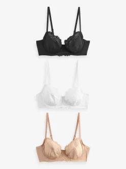 Noir/Blanc/Ppraline Nude - Soutien-gorge à bonnets entiers sans coussinets