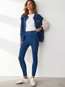 Noir/Bleu - Jersey pleine longueur Denim Leggings 2 Lot