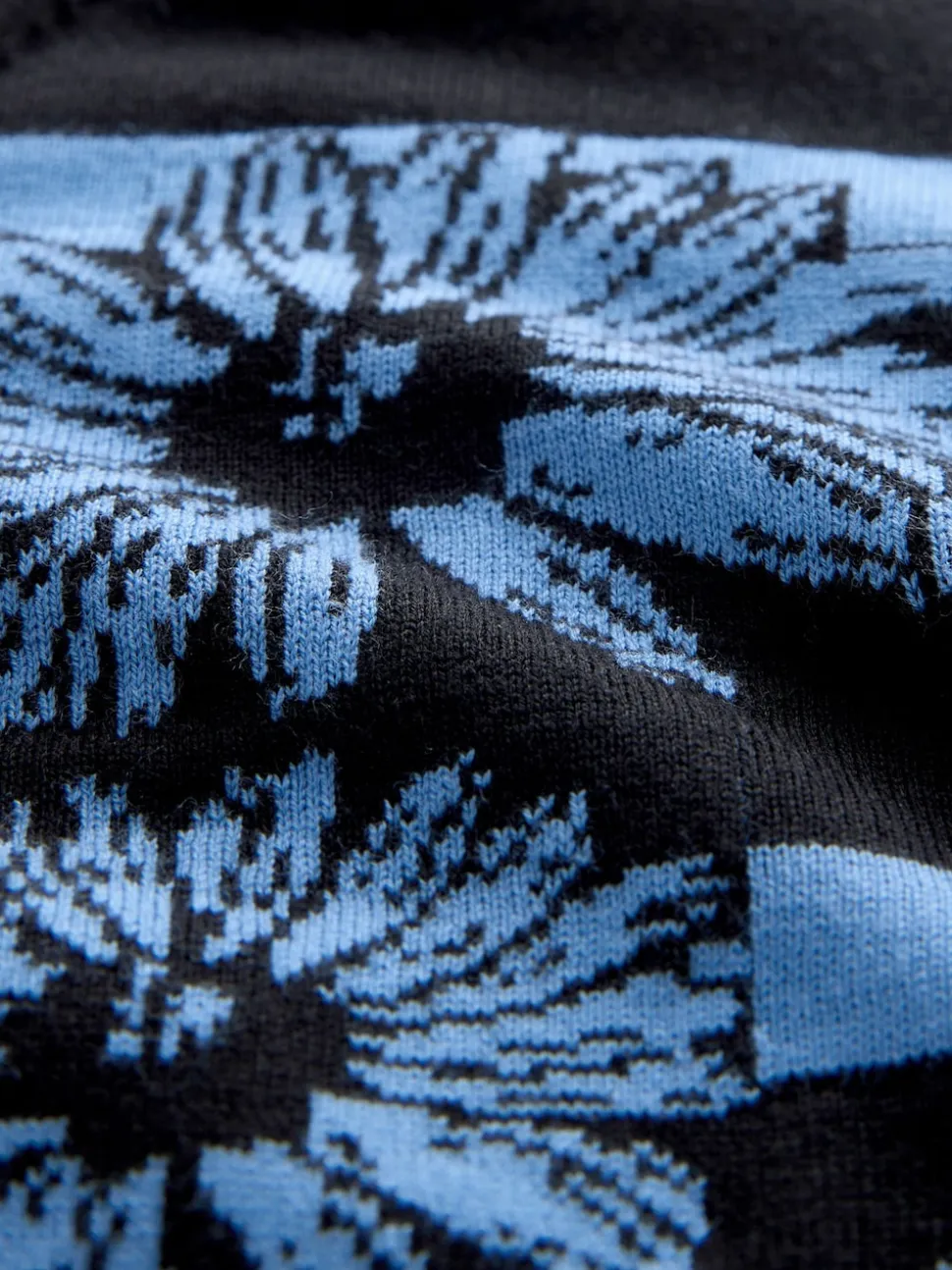 Noir/Bleu à Rayure Fleurie - Pull col rond riche en coton au toucher doux