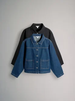 Noir/bleu foncé - The Set 2 Lot de vestes-chemises Denim