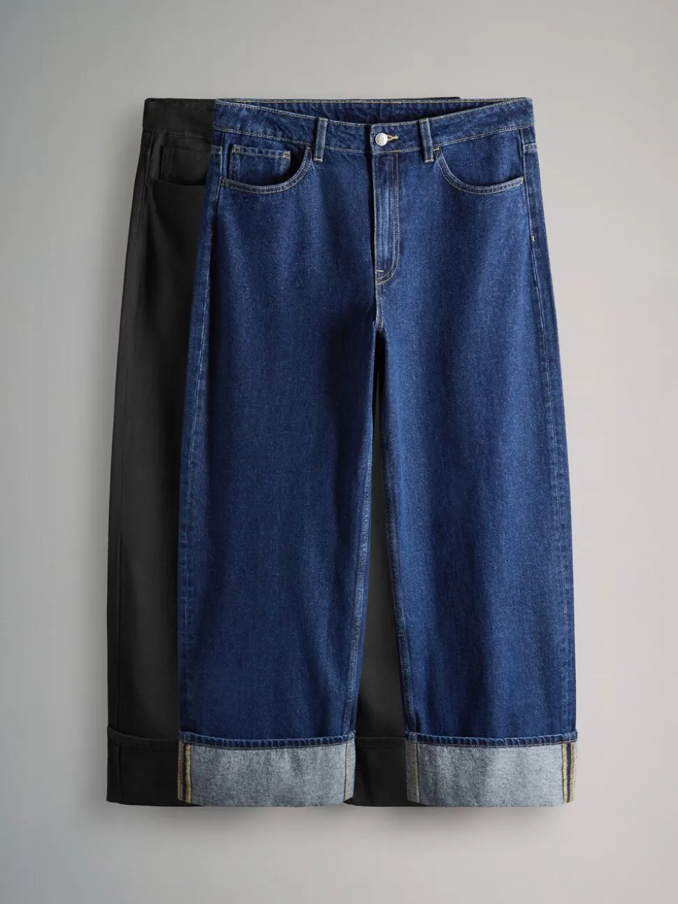 Noir/Bleu moyen - The Set lot de 2 Jean Denim Jambe large à revers