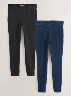 Noir/bleu rincé - Jersey pleine longueur Denim Leggings 2 Lot
