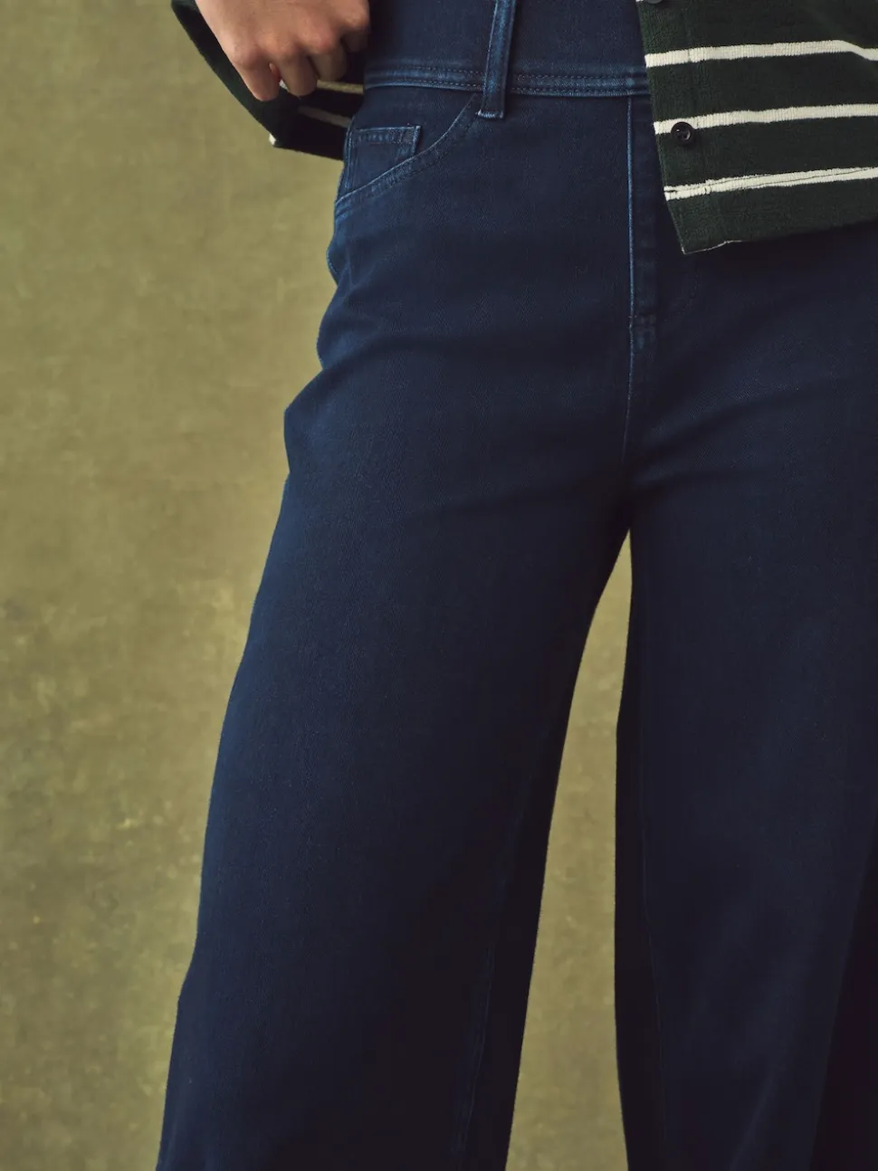Noir/bleu rincé - Lot de 2 pantalons jambes larges en denim jersey